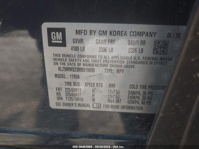 Chevrolet Trailblazer Fwd Ls 2021 KL79MMS23MB019098 Image 9