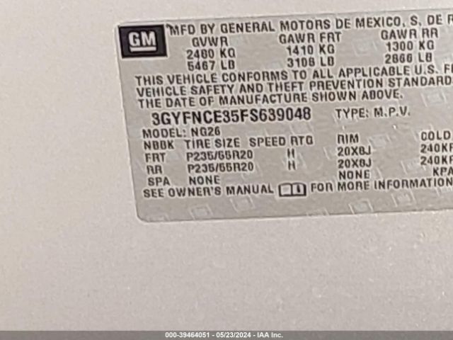 3GYFNCE35FS639048 Cadillac Srx Performance Collection