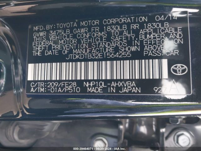 JTDKDTB32E1564255 Toyota Prius C One