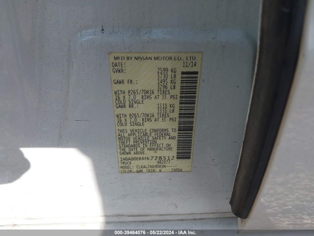 Nissan Frontier Sv 2015 1N6AD0ER4FN728512 Image 9