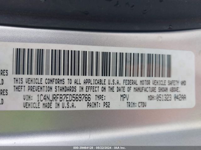 1C4NJRFB7ED569766 Jeep Patriot Latitude