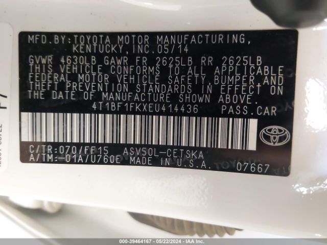 4T1BF1FKXEU414436 Toyota CAMRY SE