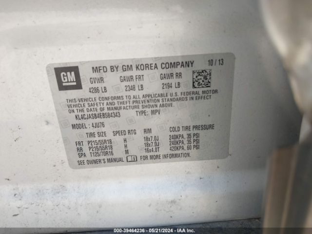 KL4CJASB4EB584343 Buick Encore