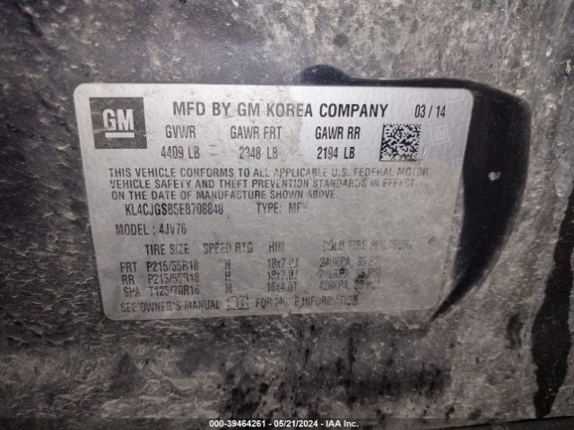 KL4CJGSB5EB708848 Buick Encore Leather