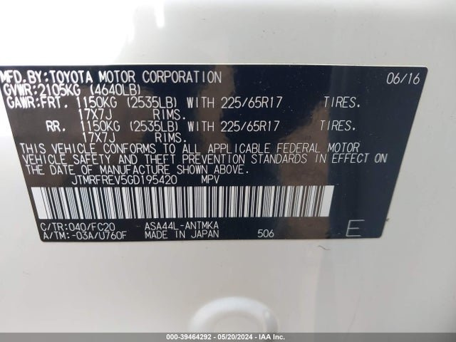 Toyota Rav4 Xle 2016 JTMRFREV5GD195420 Image 9