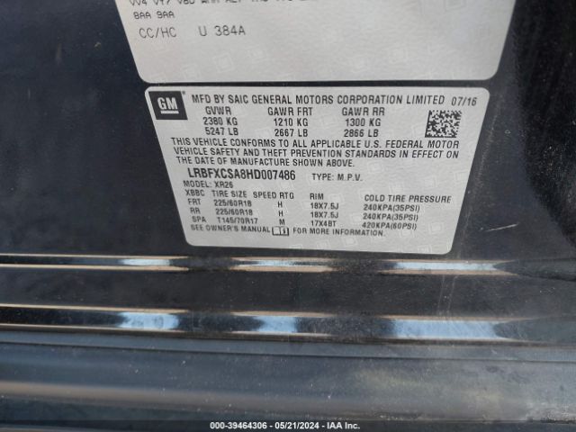 LRBFXCSA8HD007486 Buick Envision Preferred