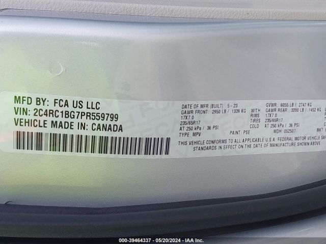 2C4RC1BG7PR559799 Chrysler Pacifica Touring L