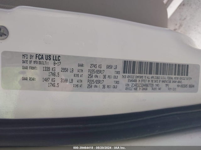 Dodge Grand Caravan Sxt 2017 2C4RDGCG3HR867729 Image 9