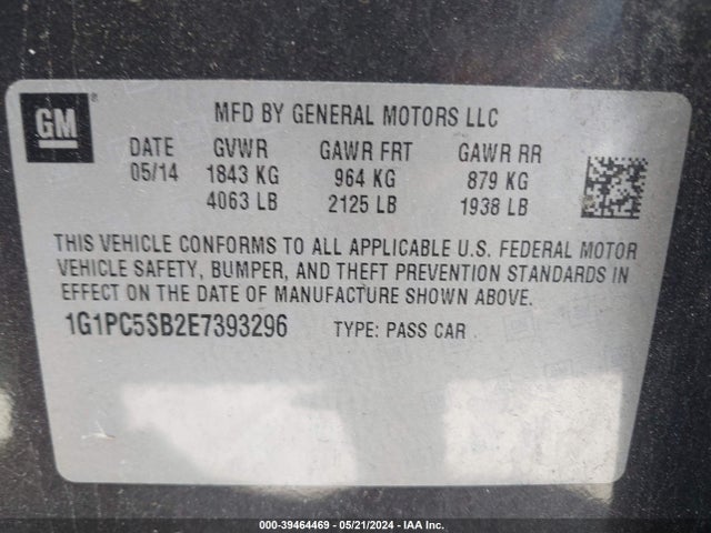 Chevrolet Cruze 1lt Auto 2014 1G1PC5SB2E7393296 Image 9