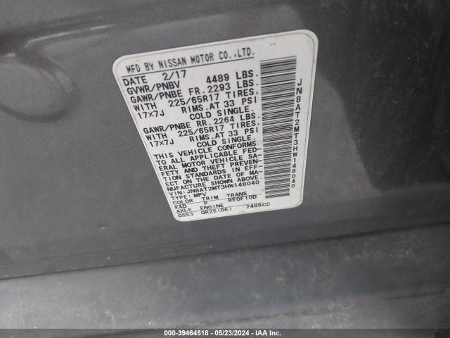 Nissan ROGUE S 2017 JN8AT2MT3HW148040 Image 9