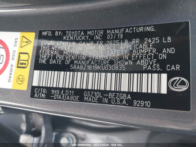 58ABZ1B19KU030835 Lexus ES 350