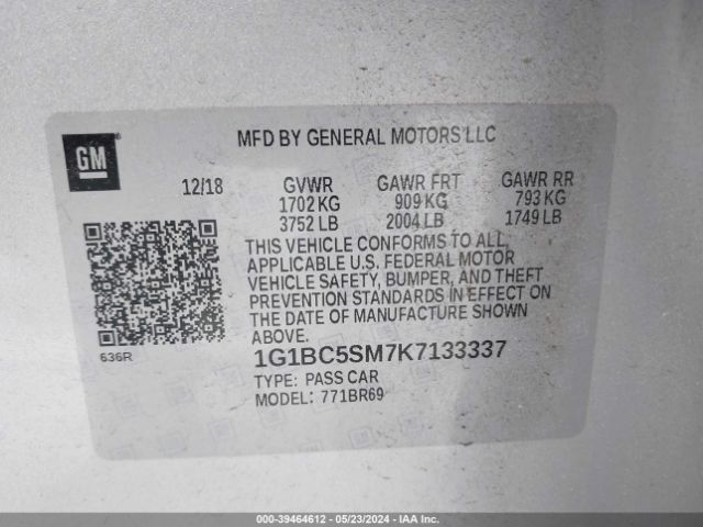 1G1BC5SM7K7133337 Chevrolet CRUZE LS