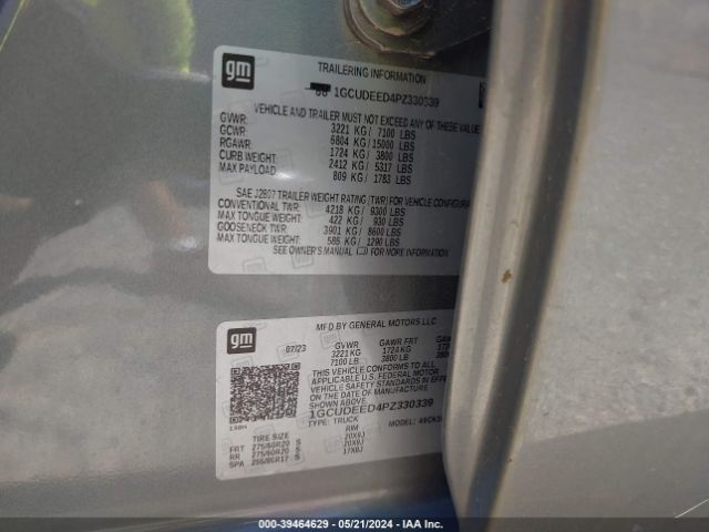 1GCUDEED4PZ330339 Chevrolet Silverado 1500 4wd  Short Bed Rst
