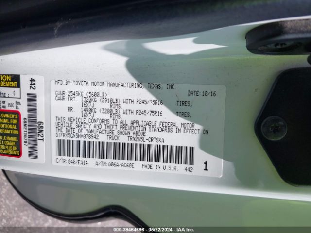 5TFRX5GN5HX078942 Toyota Tacoma Sr