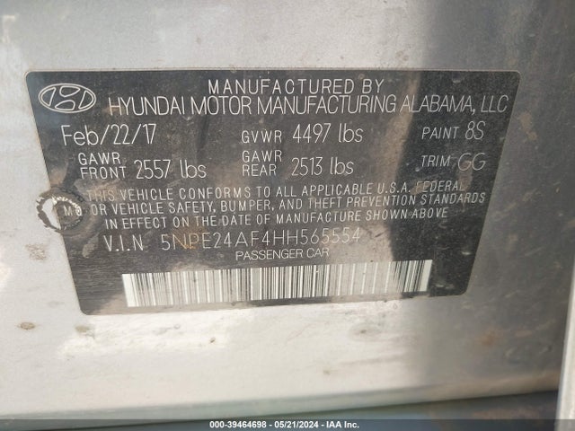 Hyundai Sonata 2017 5NPE24AF4HH565554 Image 9