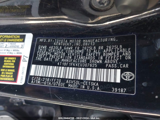 Toyota CAMRY SE 2014 4T1BF1FK4EU307625 Image 9