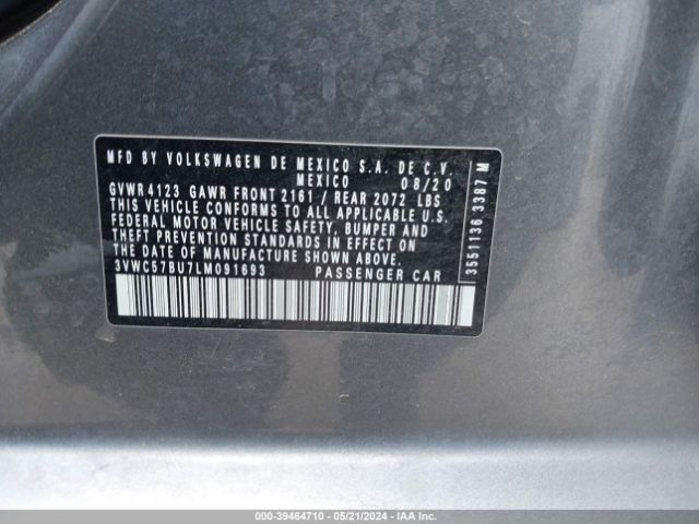 3VWC57BU7LM091693 Volkswagen Jetta 1.4t R-line/1.4t S/1.4t Se