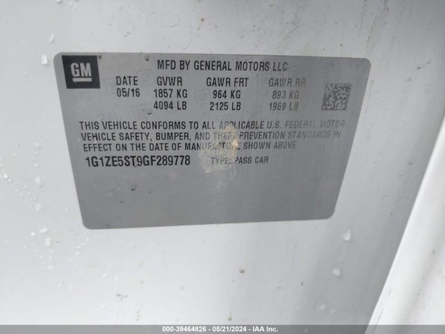 Chevrolet MALIBU 1LT 2016 1G1ZE5ST9GF289778 Image 9