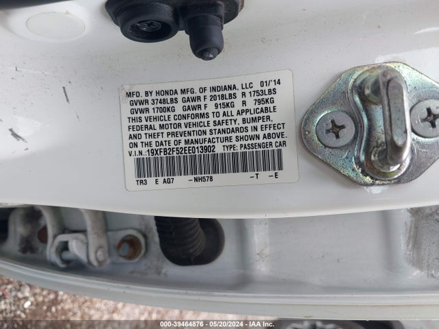 Honda Civic Lx 2014 19XFB2F52EE013902 Image 9