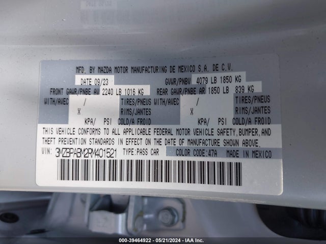Mazda Mazda3 2.5 S Select Sport 2024 3MZBPABM2RM401521 Image 9