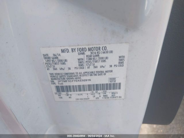 1FTMF1CF7EKE92916 Ford F-150 Xlt