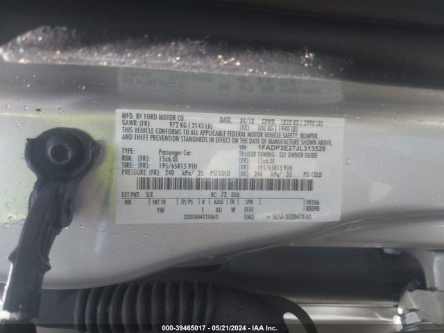 Ford FOCUS S 2018 1FADP3E27JL313528 Image 9