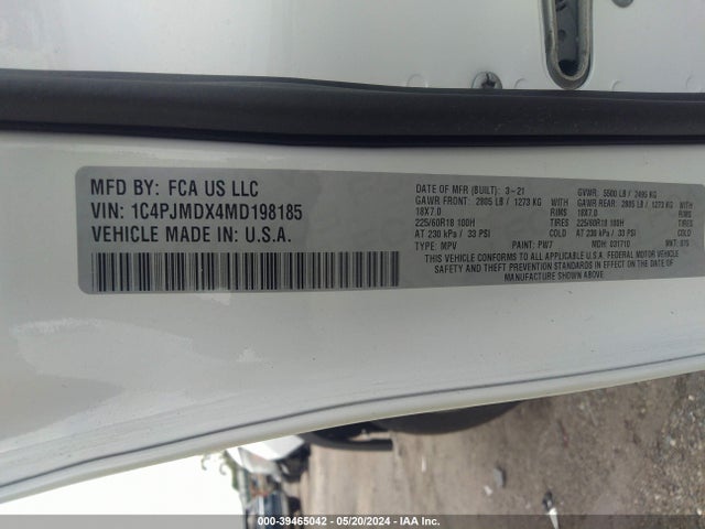 1C4PJMDX4MD198185 Jeep Cherokee Limited 4x4