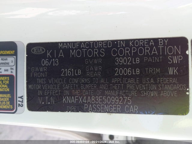 KIA FORTE EX 2014 KNAFX4A83E5099275 Image 9