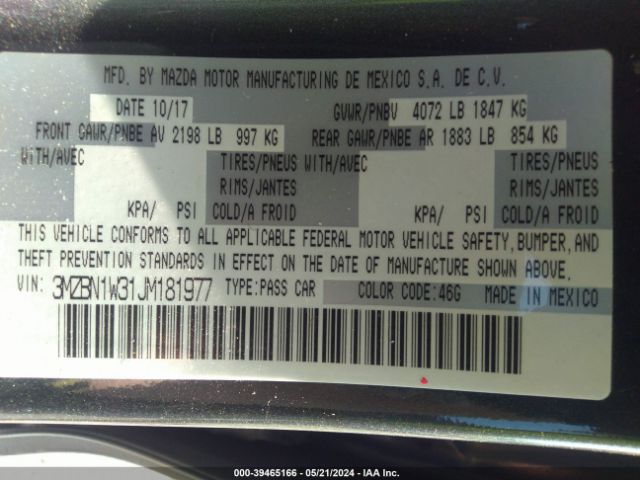 3MZBN1W31JM181977 Mazda Mazda3 Grand Touring