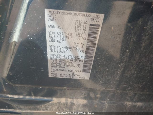 5N1AR2MN6EC620638 Nissan Pathfinder Sl