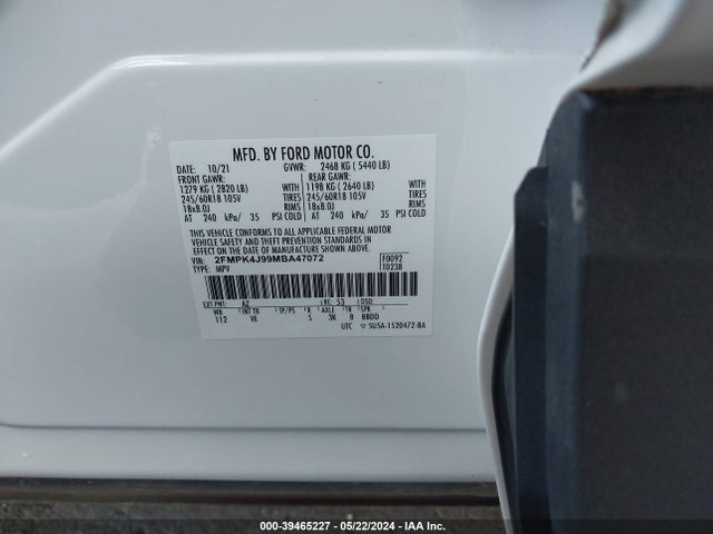 Ford EDGE SEL 2021 2FMPK4J99MBA47072 Image 9