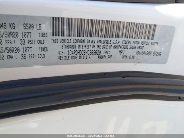 1C4RDHDG6HC869620 Dodge Durango Gt Rwd