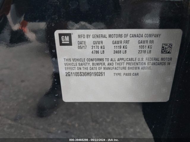 2G1105S36H9190261 Chevrolet IMPALA 1LT