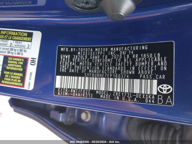 Toyota Corolla S Plus 2014 5YFBURHE7EP160374 Image 9