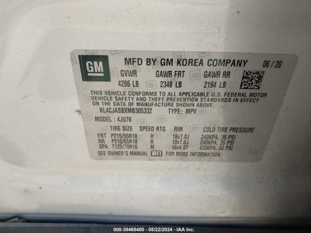 KL4CJASBXMB305332 Buick Encore Fwd Preferred