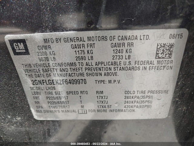 Chevrolet Equinox 2lt 2015 2GNFLGEK2F6409970 Image 9