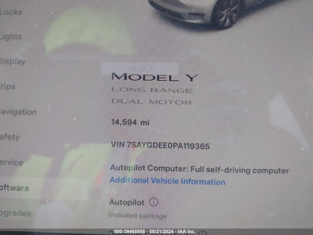 7SAYGDEE0PA119365 Tesla Model Y Awd/long Range Dual Motor All-wheel Drive