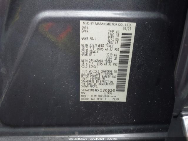 5N1AZ2MS4KN130625 Nissan MURANO S