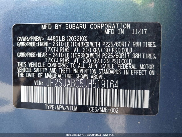 Subaru Forester 2.5i 2018 JF2SJABC5JH519164 Image 9