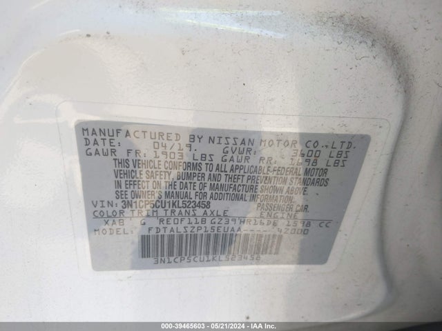 Nissan KICKS SV 2019 3N1CP5CU1KL523458 Image 9