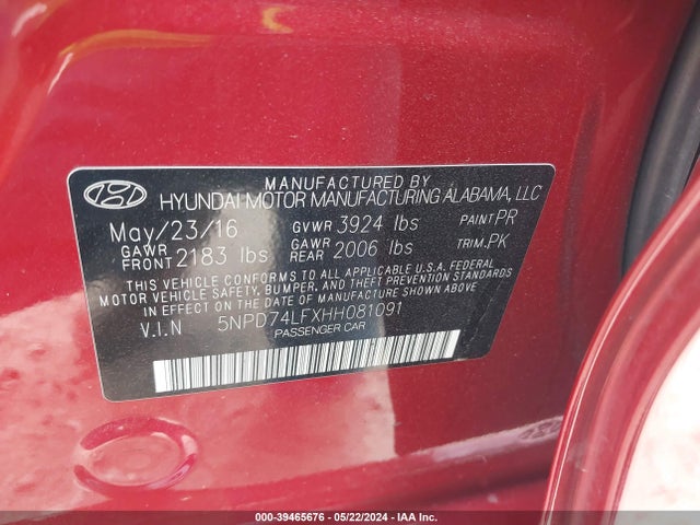 Hyundai 2017 2017 5NPD74LFXHH081091 Image 25