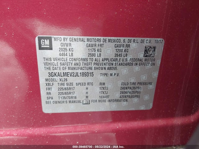 GMC Terrain Sle 2018 3GKALMEV2JL189315 Image 9