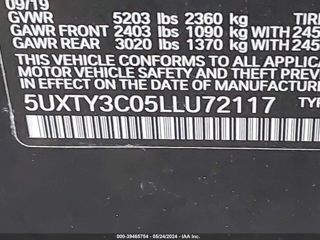 5UXTY3C05LLU72117 BMW X3 Sdrive30i