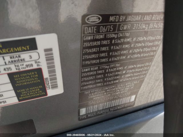 SALGS2TF6FA242209 Land Rover Range Rover 5.0l V8 Supercharged