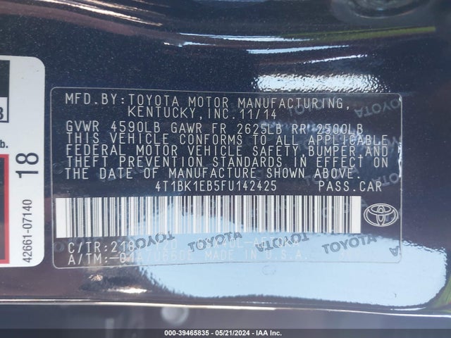 Toyota Avalon Xle Touring Se 2015 4T1BK1EB5FU142425 Image 9