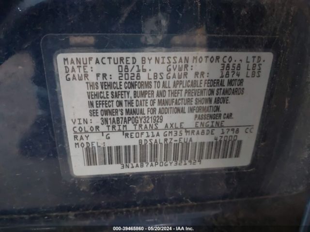 3N1AB7AP0GY321929 Nissan SENTRA SR