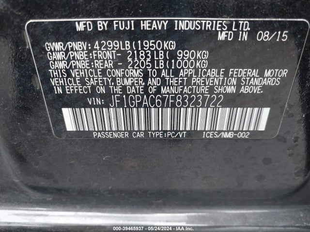 Subaru Impreza 2.0i Premium 2015 JF1GPAC67F8323722 Image 9