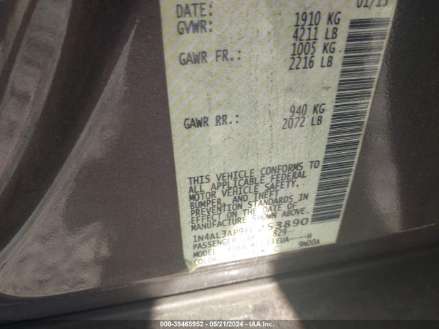 Nissan Altima 2.5 Sv 2015 1N4AL3AP9FC253890 Image 9