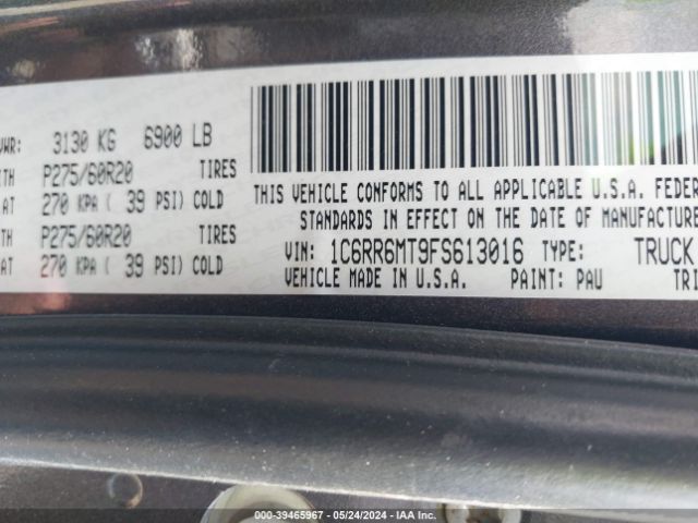 1C6RR6MT9FS613016 RAM 1500 Sport