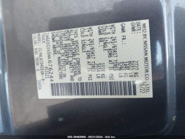 1N6ED1EK6NN676244 Nissan Frontier